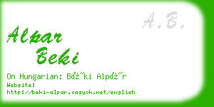 alpar beki business card